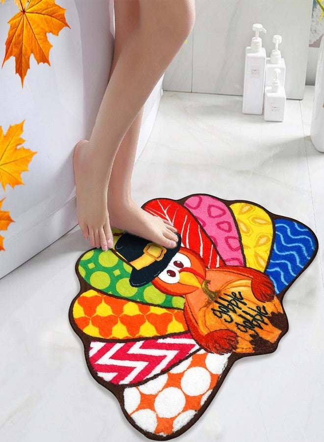 Zoeeya Fall Bathroom Rugs, Turkey Bath Mat Harvest Bathroom Mat Non Slip Water Absorbent Bathmat Thanksgiving Decoration for Bathroom 25 * 17.3 inch - Image 3